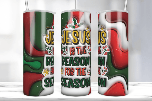3D Faith Christmas Puffy Tumbler Wrap – Festive Graphics for Handmade Holiday Crafts