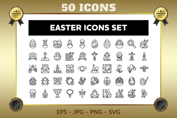 Easter Outline Icons: Graphics & Icons for Crafters & Handmade Sellers