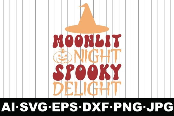 Moonlit Night, Spooky Delight, Halloween Graphics for Crafts