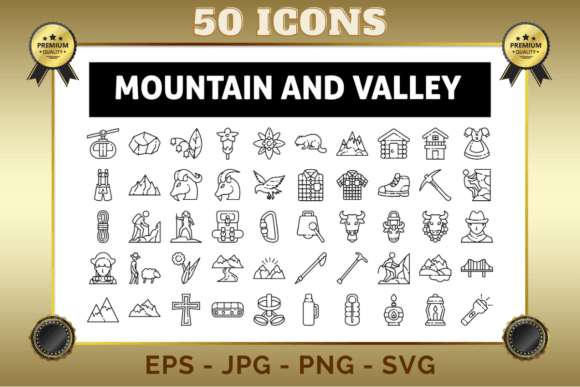 Mountain Valley Outline Icons: A Review for Content Creators and Digital Publishers