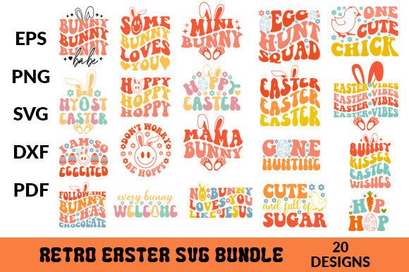 Retro Easter Graphics Bundle for Crafts & Content Publishing