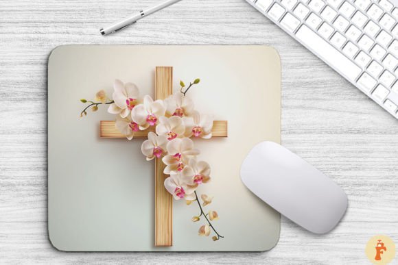 Wooden Cross with Orchid Flowers – A Graceful Graphic for Faith-Based and Lifestyle Content